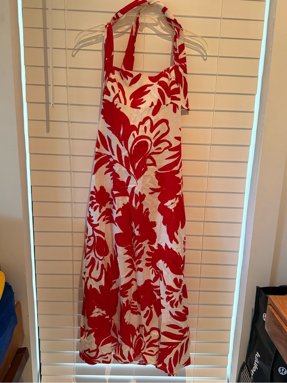 Zara Red and White Halter Maxi Dress
